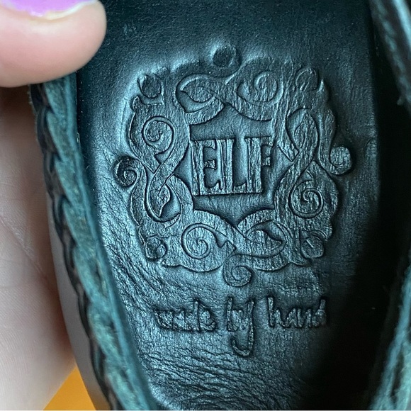 NEW Elf Handmade Braided Leather Black Heels Sz 8 MSRP $170 Goth Vamp Victorian - Picture 7 of 8